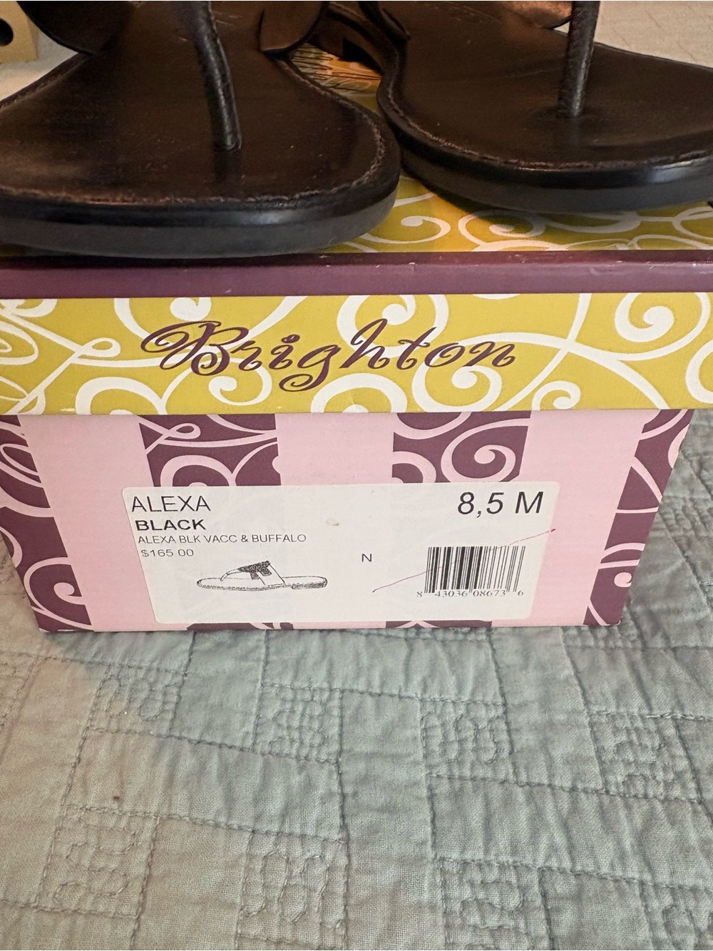 Brighton Black Leather Alexa Thong Sandals - Picture 3 of 5